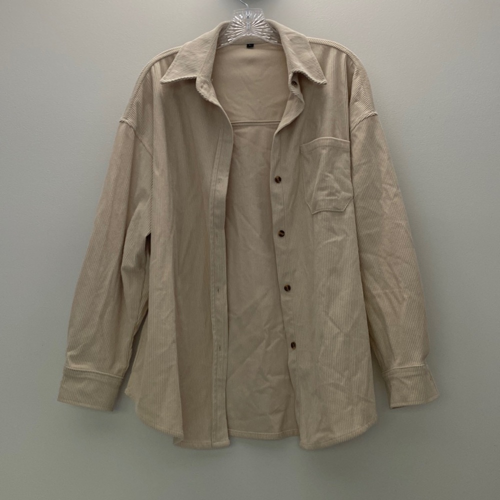 Tan cord look button up size large